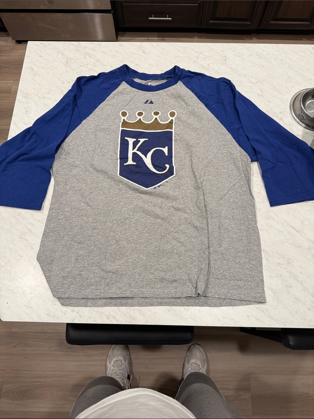 Kansas City Royals Gray & Blue 3/4 sleeve Tshirt